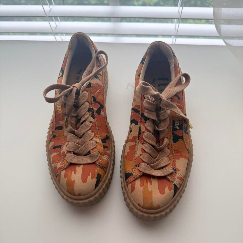 Puma Fenty by Rihanna Orange Camo Creeper Platform Sneakers Women’s Size 7